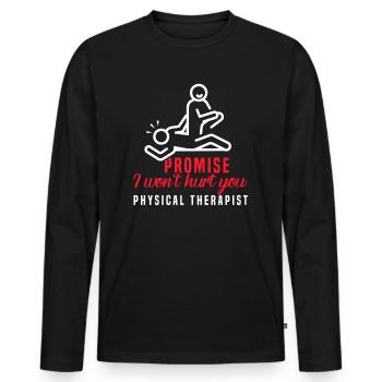Physiothérapeute Drôle de promesse que je - T-shirt manches longues Premium bio Homme - noir - Devant - Nico (187cm)