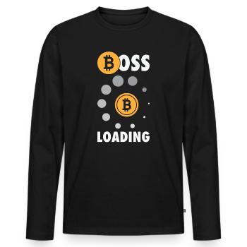 Bitcoin Crypto-monnaie BTC Boss Chargement Shirt - T-shirt manches longues Premium bio Homme - noir - Devant - Nico (187cm)