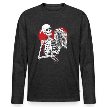 Till Death Midnight Lovers Gothic Skull Bones - Men's Premium Organic Long Sleeve Shirt - heather anthracite - Front - Nico (187cm)