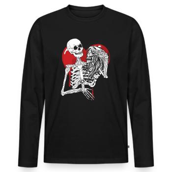 Till Death Midnight Lovers Gothic Skull Bones - Men's Premium Organic Long Sleeve Shirt - black - Front - Nico (187cm)