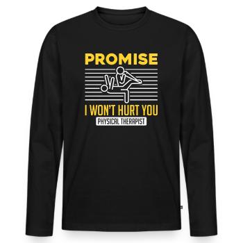 Physiothérapeute Drôle de promesse que je - T-shirt manches longues Premium bio Homme - noir - Devant - Nico (187cm)