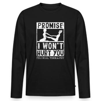 Physiothérapeute Drôle de promesse que je - T-shirt manches longues Premium bio Homme - noir - Devant - Nico (187cm)