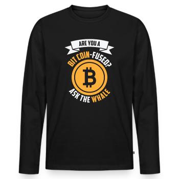 Bitcoin Crypto-monnaie Drôle Demandez à la chemise de baleine - T-shirt manches longues Premium bio Homme - noir - Devant - Nico (187cm)