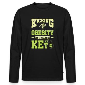 Keto-Diät Ketogene Ernährung Diätassistent - Männer Premium Bio Langarmshirt - Schwarz - Vorne - Nico (187cm)