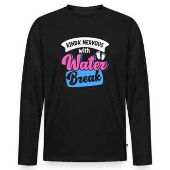 Annonce de grossesse drôle Révéler - T-shirt manches longues Premium bio Homme - noir - Devant - Nico (187cm)
