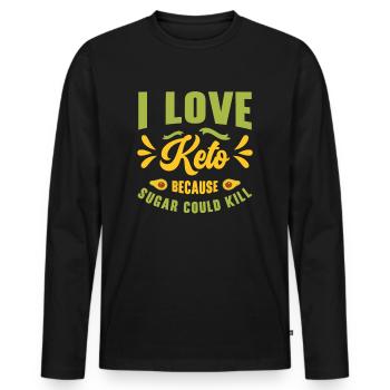 Keto Diet Ketogenic Food Nutritionist Dietitian - Men's Premium Organic Long Sleeve Shirt - black - Front - Nico (187cm)