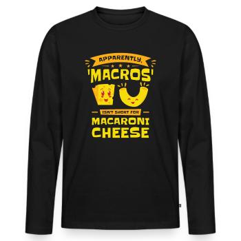 Keto Macros Diététicien Macaroni & Fromage - T-shirt manches longues Premium bio Homme - noir - Devant - Nico (187cm)