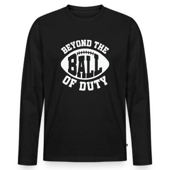 Fußball Jenseits des Balls der Pflicht Sport - Männer Premium Bio Langarmshirt - Schwarz - Vorne - Nico (187cm)
