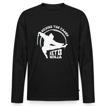 Keto Ninja Diet Ketogenic Food Ninja Lovers - Men's Premium Organic Long Sleeve Shirt - black - Front - Nico (187cm)