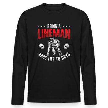 Football Lineman Leben Footballspieler Sport - Männer Premium Bio Langarmshirt - Schwarz - Vorne - Nico (187cm)