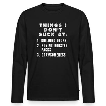 Trading Card Game Collector Lustige Dinge, die - Männer Premium Bio Langarmshirt - Schwarz - Vorne - Nico (187cm)