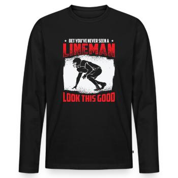 Football Lineman Leben Lustig Gutaussehend - Männer Premium Bio Langarmshirt - Schwarz - Vorne - Nico (187cm)