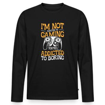 Addiction au jeu Gamers Fin de jeu Jeux vidéo - T-shirt manches longues Premium bio Homme - noir - Devant - Nico (187cm)