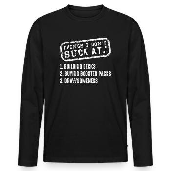 Trading Card Game Collector Lustige Dinge, die - Männer Premium Bio Langarmshirt - Schwarz - Vorne - Nico (187cm)