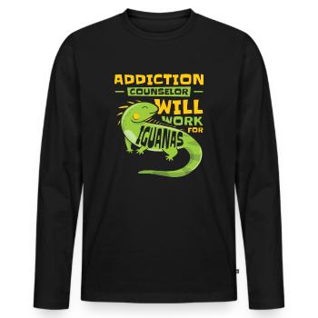 Iguana Lizard Addiction Reptile Iguana Lover - Men's Premium Organic Long Sleeve Shirt - black - Front - Nico (187cm)