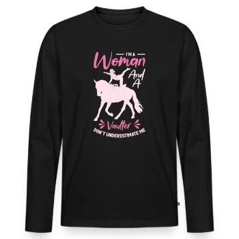 Pferdesport Voltigieren Voltigierer Reiten - Männer Premium Bio Langarmshirt - Schwarz - Vorne - Nico (187cm)