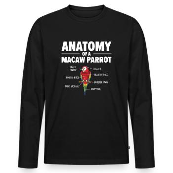 Ara Anatomie Vogelbeobachtung Papagei - Männer Premium Bio Langarmshirt - Schwarz - Vorne - Nico (187cm)