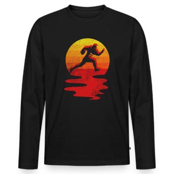 Sport de football américain vintage rétro - T-shirt manches longues Premium bio Homme - noir - Devant - Nico (187cm)