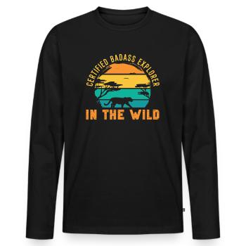 Safari Wildlife Certified Explorer In The Wild - Men's Premium Organic Long Sleeve Shirt - black - Front - Nico (187cm)