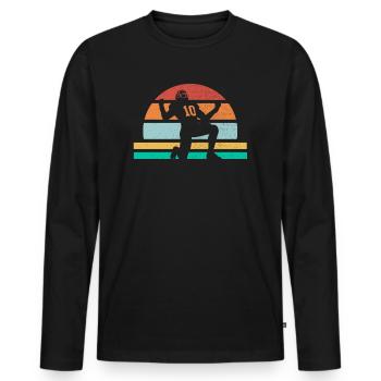Sport de football américain vintage rétro - T-shirt manches longues Premium bio Homme - noir - Devant - Nico (187cm)