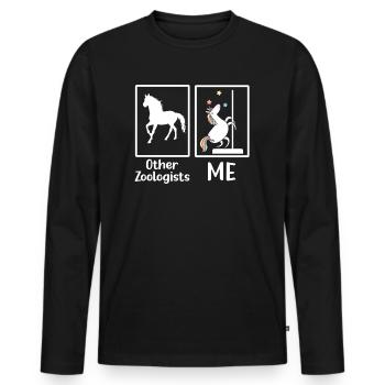 Zoologist Mythical Unicorn Zoo Animals Zoology - Men's Premium Organic Long Sleeve Shirt - black - Front - Nico (187cm)