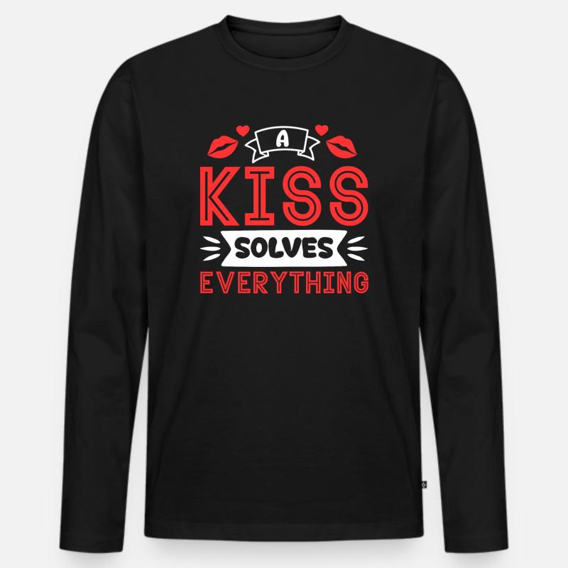 Problem Kissing Solution Relationship Partners - Men's Premium Organic Long Sleeve Shirt - black