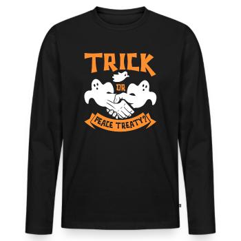 Halloween Trick Traité de paix Choix pacifiste - T-shirt manches longues Premium bio Homme - noir - Devant - Nico (187cm)