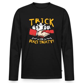 Halloween Trick Traité de paix Choix pacifiste - T-shirt manches longues Premium bio Homme - noir - Devant - Nico (187cm)