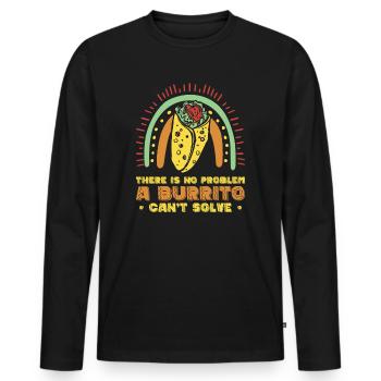 Problem Solution Burrito Fan Mexican Food Burrito - Men's Premium Organic Long Sleeve Shirt - black - Front - Nico (187cm)