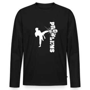 Combat d’arts martiaux de karaté à problèmes - T-shirt manches longues Premium bio Homme - noir - Devant - Nico (187cm)