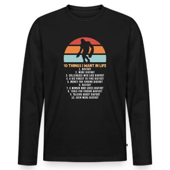Bigfoot Sasquatch Yeti Hike and Seek - Men's Premium Organic Long Sleeve Shirt - black - Front - Nico (187cm)