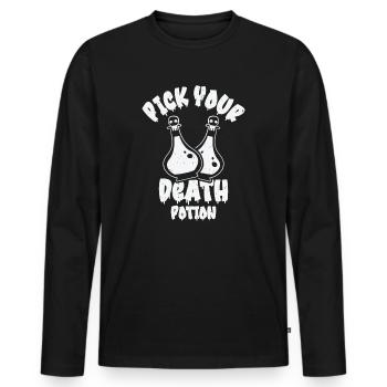 Aqua Tofana Skull Potion Mystery Fan Poison Bottle - Men's Premium Organic Long Sleeve Shirt - black - Front - Nico (187cm)