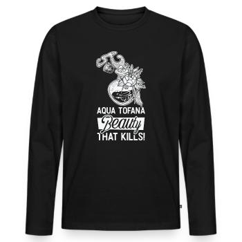 Aqua Tofana Conspiracy Theorist Poison Bottle - Men's Premium Organic Long Sleeve Shirt - black - Front - Nico (187cm)