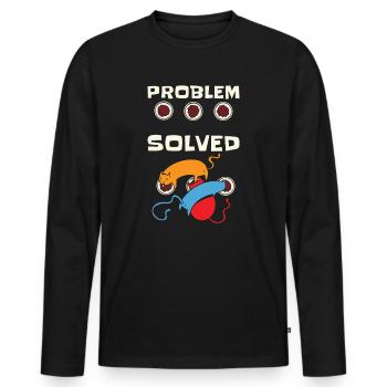 Problem Solution Cat Feline Cat Owner Pet - Men's Premium Organic Long Sleeve Shirt - black - Front - Nico (187cm)