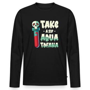 Aqua Tofana Skull Poison Bottle Conspiracy - Men's Premium Organic Long Sleeve Shirt - black - Front - Nico (187cm)