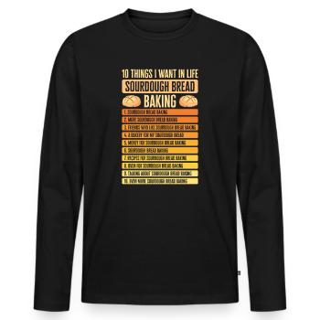 Cuisson au levain Pain Foodie Baker Cuisine - T-shirt manches longues Premium bio Homme - noir - Devant - Nico (187cm)
