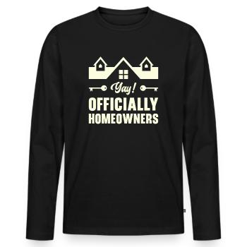 Inauguration officielle des nouveaux propriétaires - T-shirt manches longues Premium bio Homme - noir - Devant - Nico (187cm)