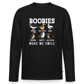 Funny Booby Seabirds Collection - Men's Premium Organic Long Sleeve Shirt - black - Front - Nico (187cm)