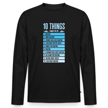 Boating Captain Boat Owner Sailing Boat Adventure - Men's Premium Organic Long Sleeve Shirt - black - Front - Nico (187cm)
