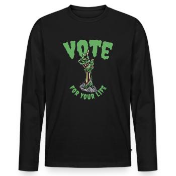 Halloween Voting Zombie Spooky Monsters Horror Fan - Men's Premium Organic Long Sleeve Shirt - black - Front - Nico (187cm)