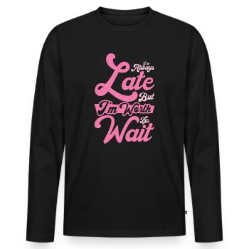 Travailleur occupé en retard - T-shirt manches longues Premium bio Homme - noir - Devant - Nico (187cm)