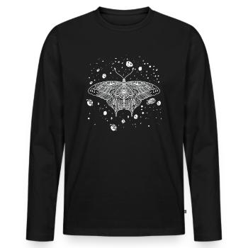 Celestial Butterfly Night Sky Line Art Galaxy - Men's Premium Organic Long Sleeve Shirt - black - Front - Nico (187cm)
