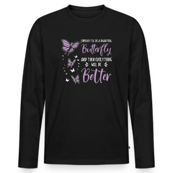 Papillon céleste mystique - T-shirt manches longues Premium bio Homme - noir - Devant - Nico (187cm)