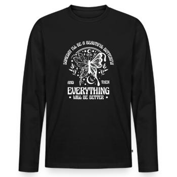 Papillon céleste mystique - T-shirt manches longues Premium bio Homme - noir - Devant - Nico (187cm)