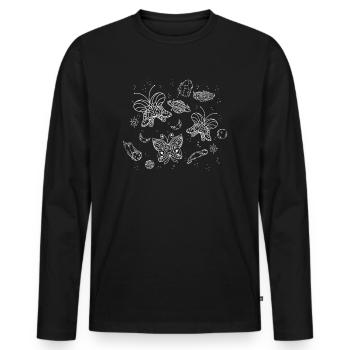 Celestial Butterfly Night Sky Line Art Galaxy - Men's Premium Organic Long Sleeve Shirt - black - Front - Nico (187cm)