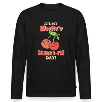 Cherry Birthday Greeting Fruit Lover Bestfriend - Men's Premium Organic Long Sleeve Shirt - black - Front - Nico (187cm)
