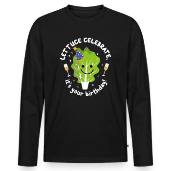 Vegan Lettuce Birthday Greeting Natal Day - Men's Premium Organic Long Sleeve Shirt - black - Front - Nico (187cm)