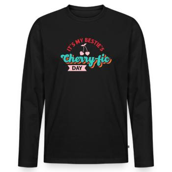 Cherry Birthday Greeting Fruit Lover Bestfriend - Men's Premium Organic Long Sleeve Shirt - black - Front - Nico (187cm)