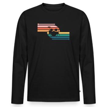 Retro Batteur Joueur Batterie Batteur - T-shirt manches longues Premium bio Homme - noir - Devant - Nico (187cm)