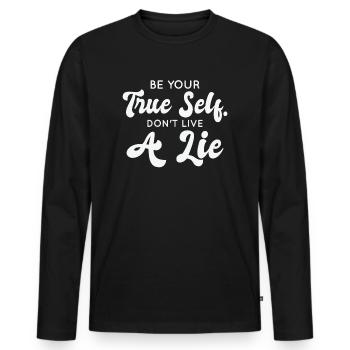 Positivity Encouraging People Inspiring Motivator - Men's Premium Organic Long Sleeve Shirt - black - Front - Nico (187cm)